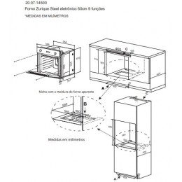 Forno Zurique Steel Multifunção Eletrônico 60cm 9 Funções - Debacco